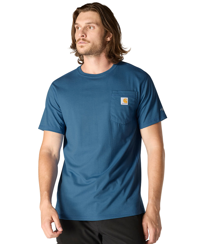 Carhartt force t-shirt met borstzak blauw relaxed fit