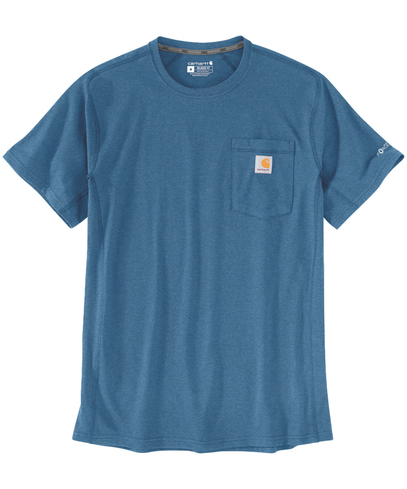 Carhartt force t-shirt met borstzak blauw relaxed fit