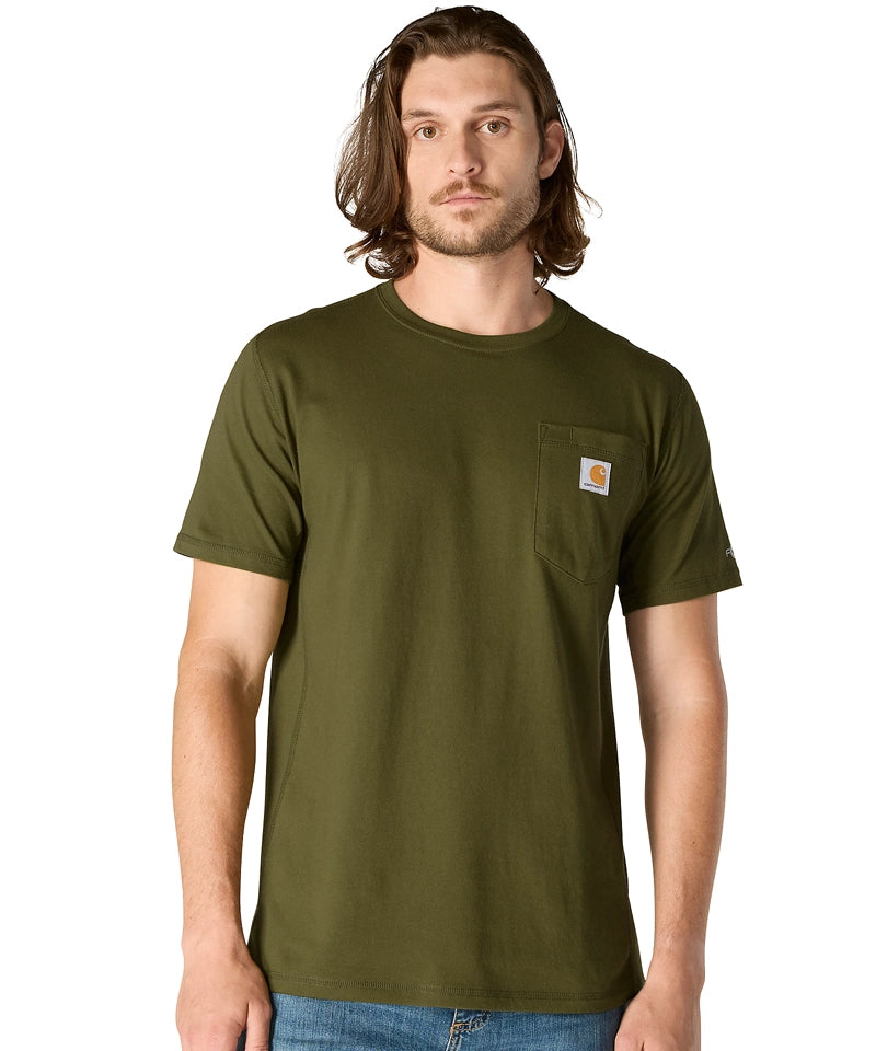 Carhartt force t-shirt met borstzak groen relaxed fit