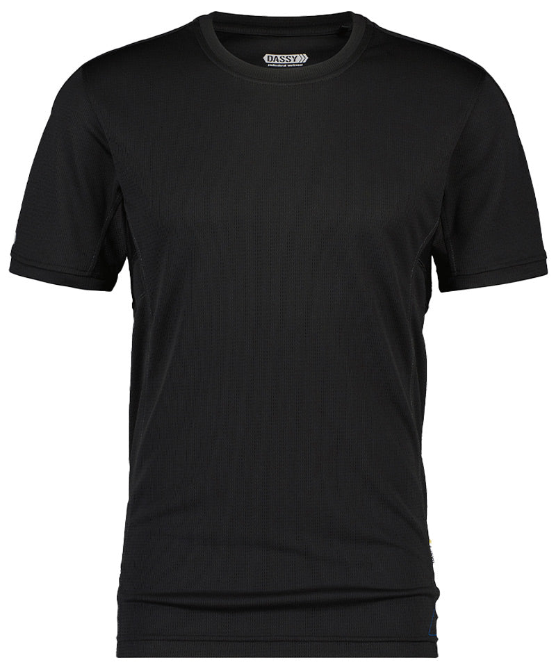 T-shirt Dassy Nexus 100% polyester zwart voorkant