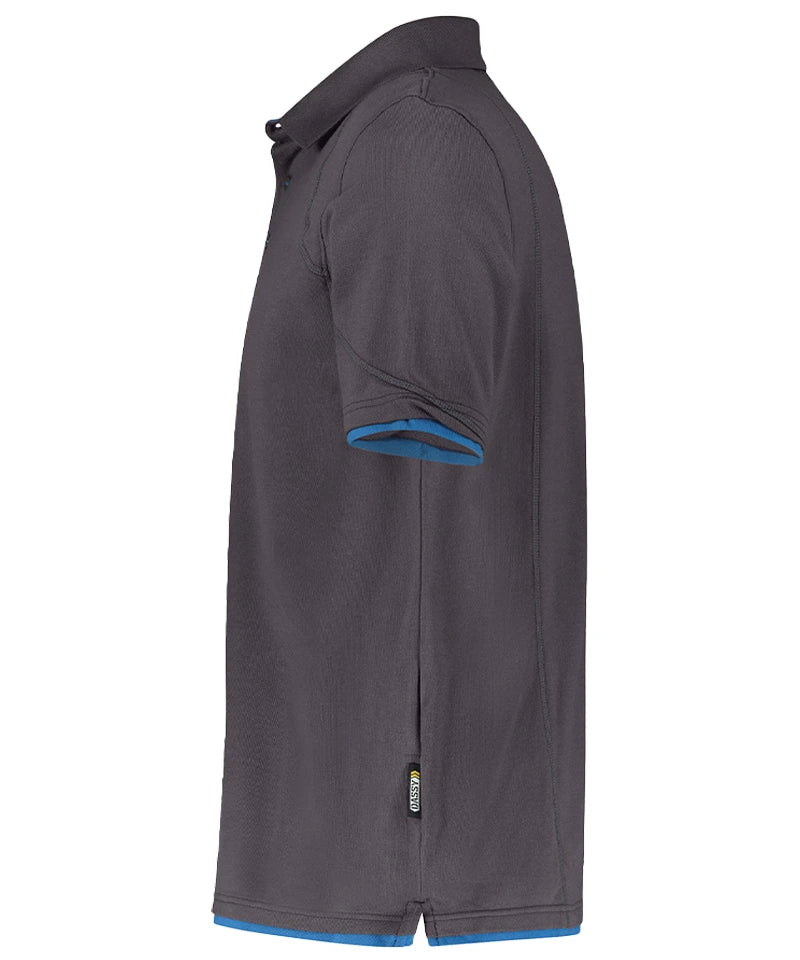 Poloshirt Dassy Orbital antraciet blauw zijkant