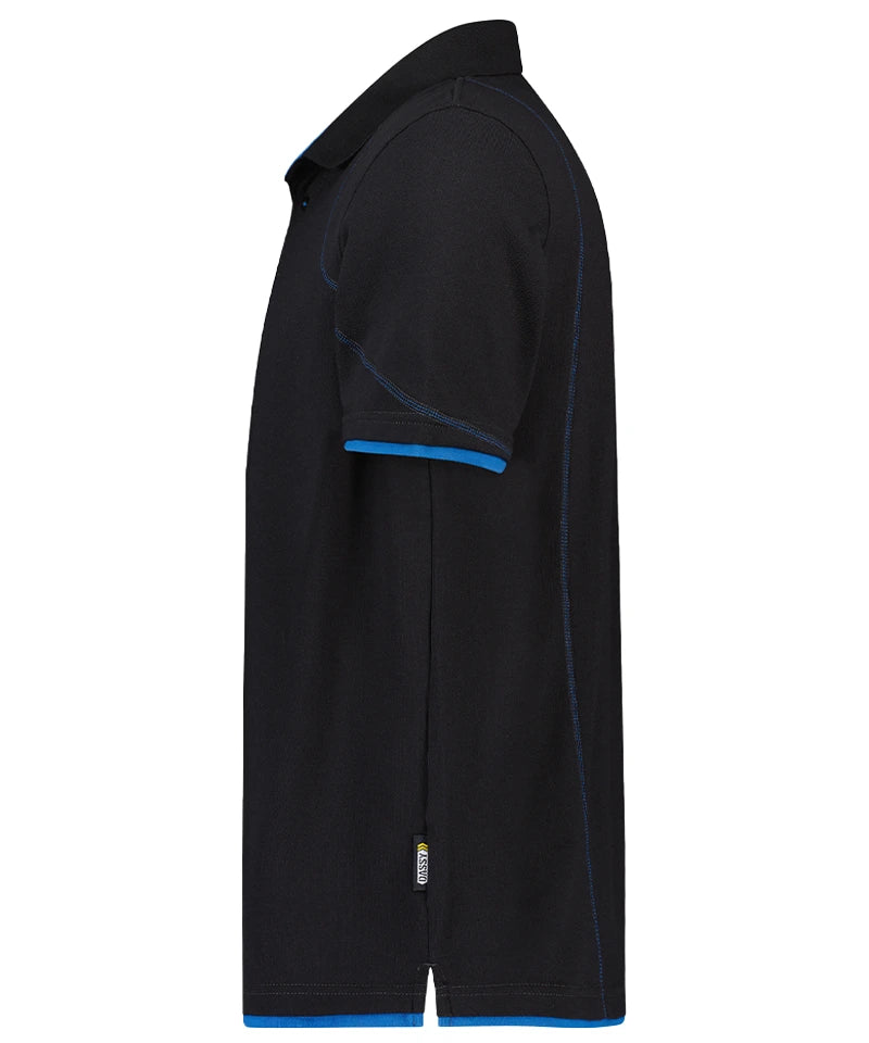 Poloshirt Dassy Orbital zwart blauw zijkant