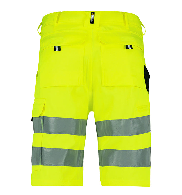 Korte werkbroek high-visibility Dassy Idaho geel achterkant