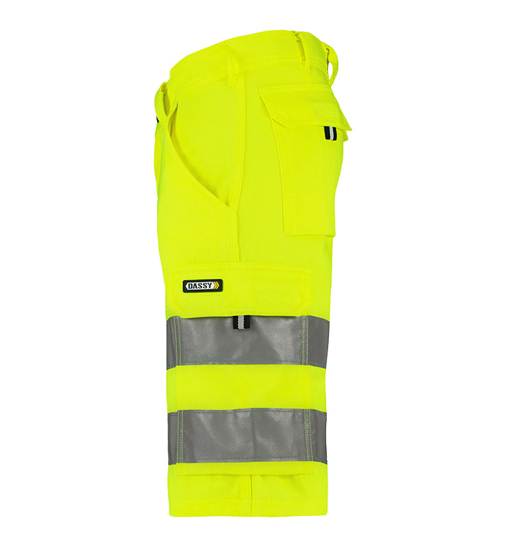 Korte werkbroek high-visibility Dassy Idaho geel zijkant