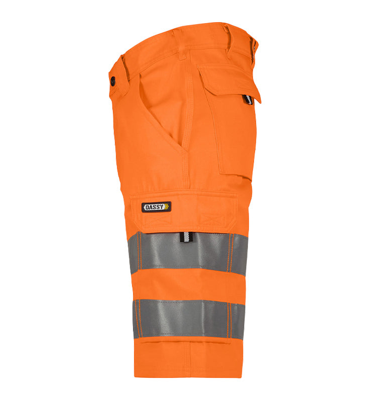 Korte werkbroek high-visibility Dassy Idaho oranje zijkant