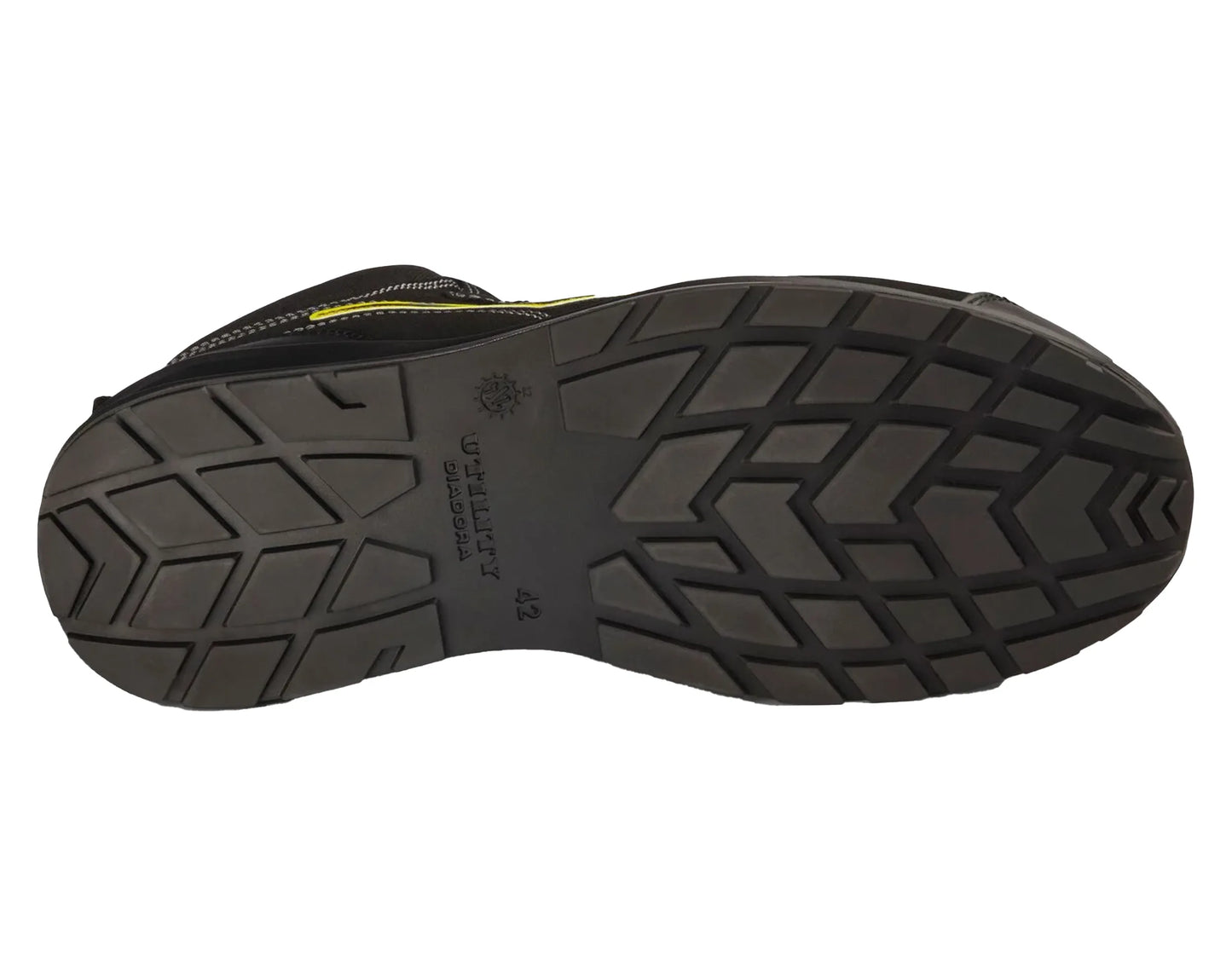 Diadora 181150 werkschoenen, hoog, zwart met geel, zool