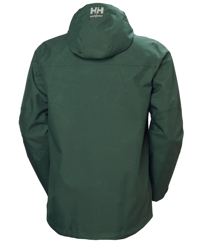 Shell jas Oxford Helly Hansen groen achterkant