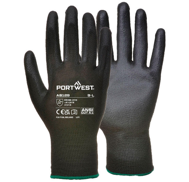 Werkhandschoenen Pu Palm zwart