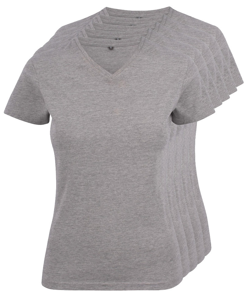 Dames t-shirt v-hals Printer 5 pack grijs