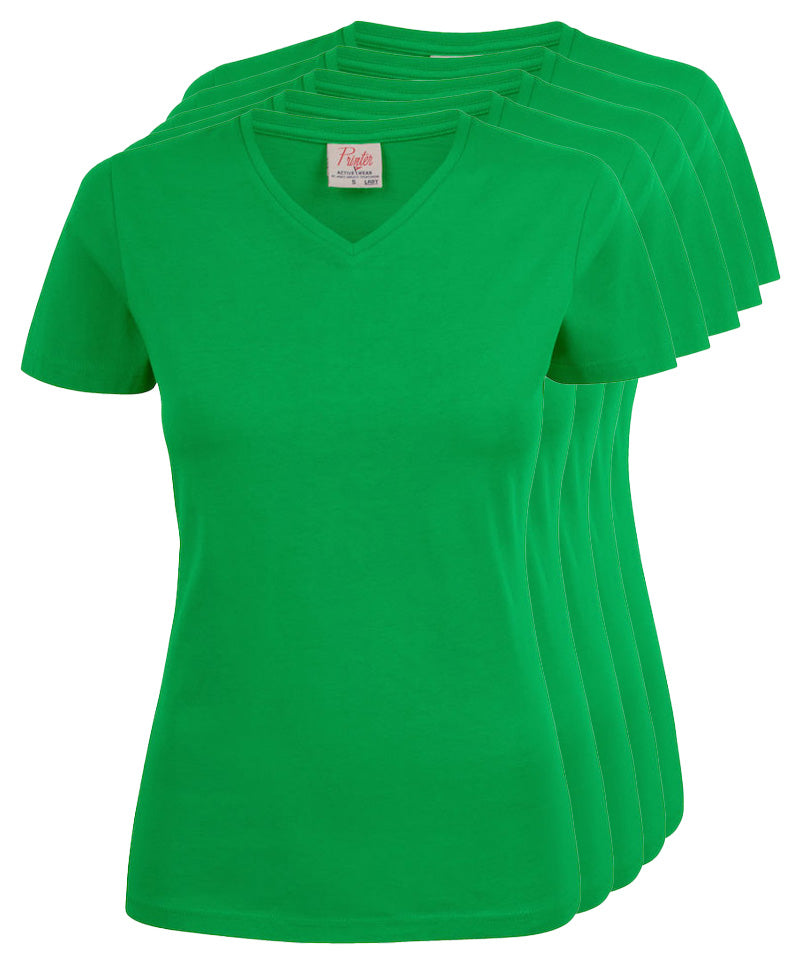 Dames t-shirt v-hals Printer 5 pack groen