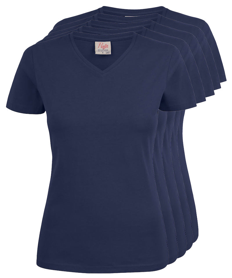 Dames t-shirt v-hals Printer 5 pack navy