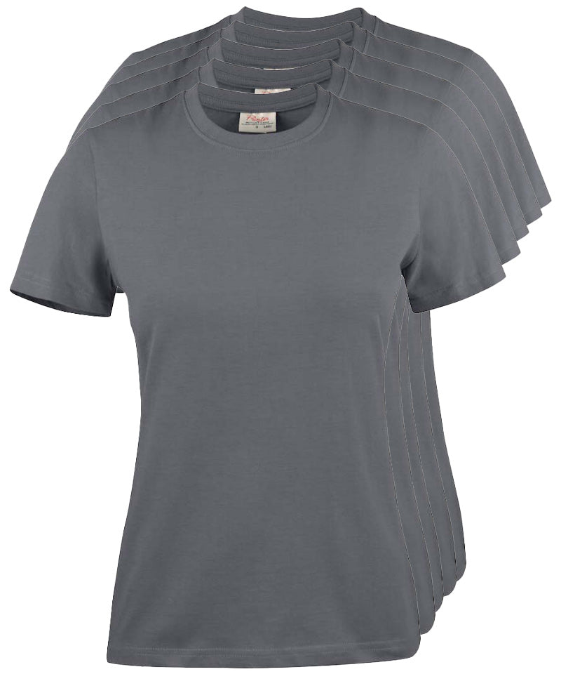 Printer Heavy T-shirt Dames Ronde hals 5 pack antraciet