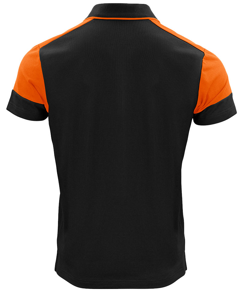 Printer prime polo zwart oranje achterkant