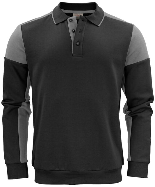 Polosweater Printer Prime Zwart-Grijs voorkant