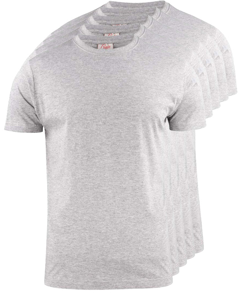 Printer Heavy T-shirt Ronde hals 5 pack grijs
