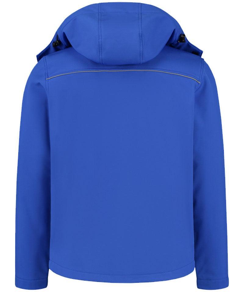 Softshell jas basic met capuchon kobaltklauw achterkant