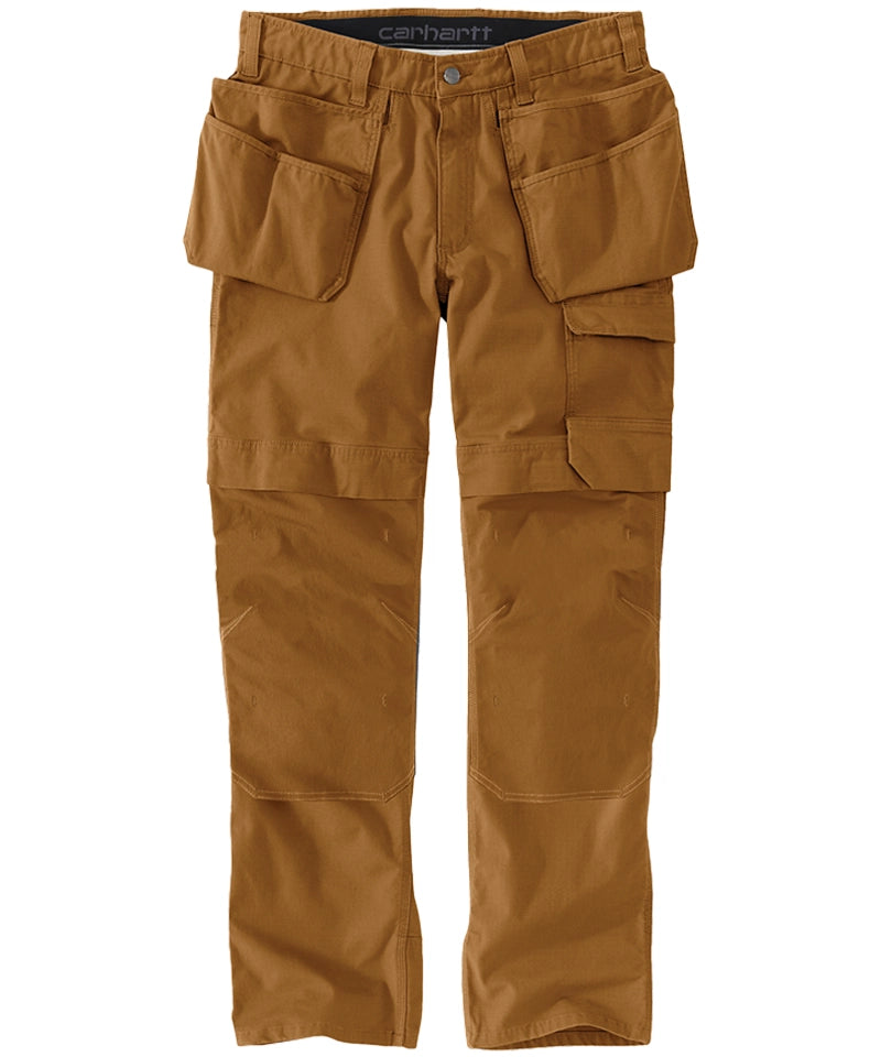 Carhartt stretch werkbroek 105070 voorkant liggend bruin