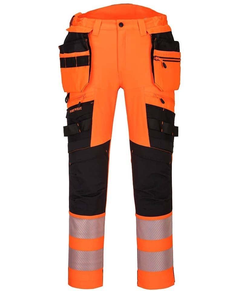 Reflecterende werkbroek 4-way stretch DX442 oranje voorkant
