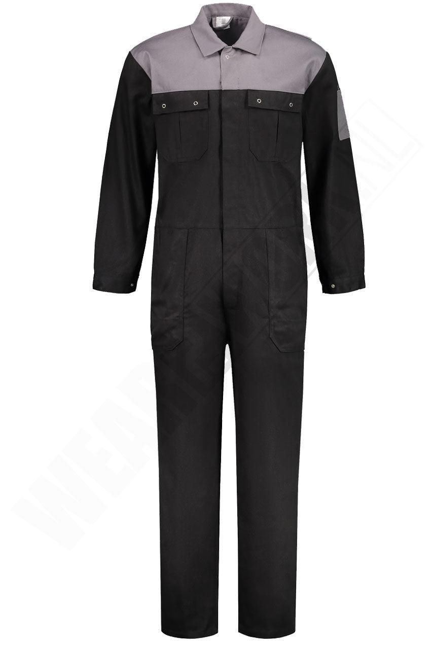 Overall 2 kleuren drukknoopsluiting zwart