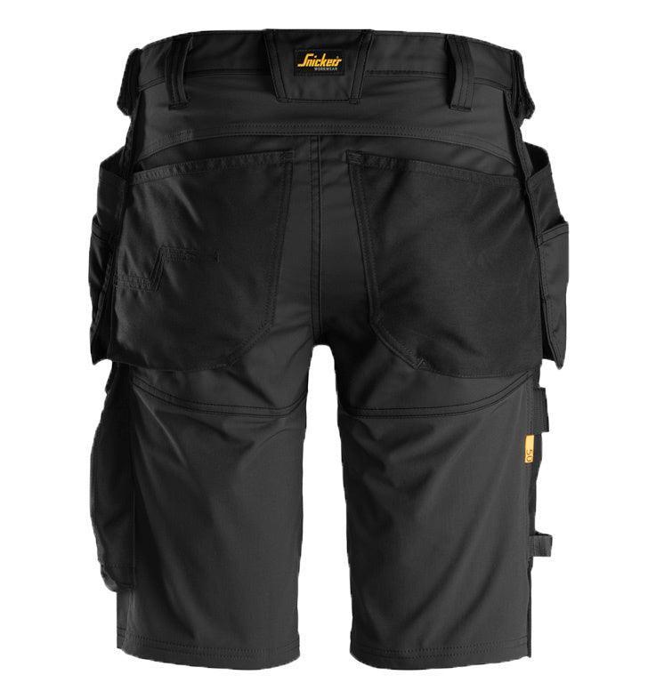 Snickers 6141 allroundwork stretch korte broek met holsterzakken zwart achterkant