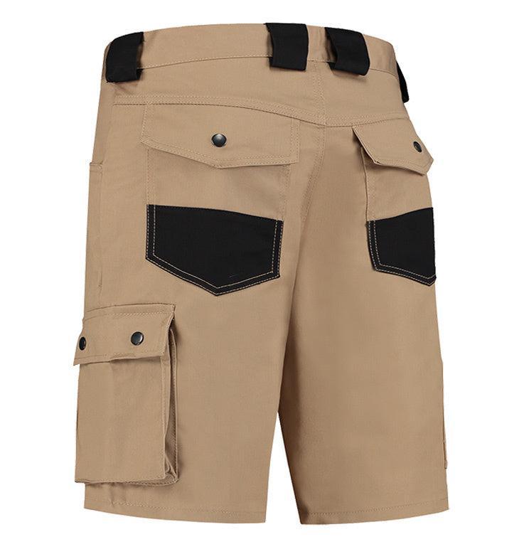 Korte werkbroek Bermuda khaky achterkant