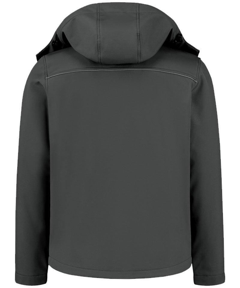 Softshell jas basic met capuchon grijs achterkant