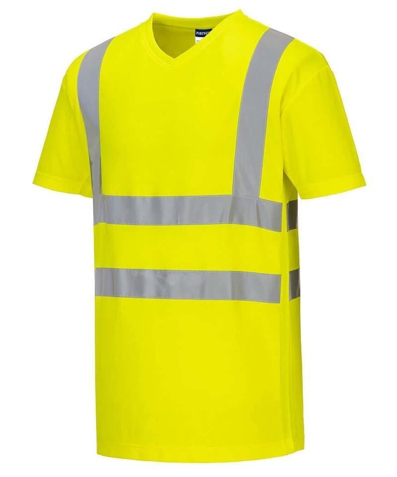 High-visibility t-shirt v-hals S179 geel