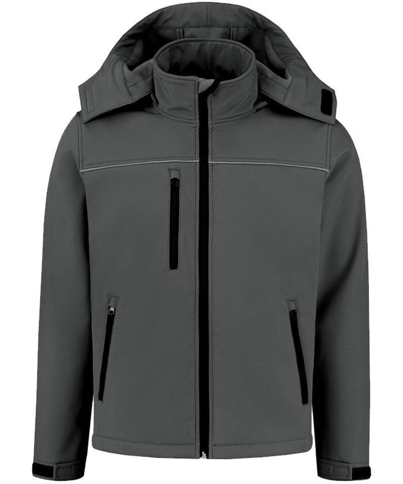 Softshell jas basic met capuchon grijs voorkant