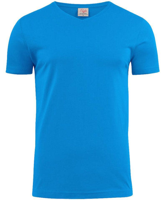 T-shirt v-hals Printer blauw