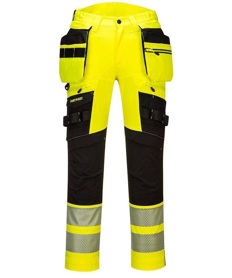 Reflecterende werkbroek 4-way stretch DX442 geel voorkant