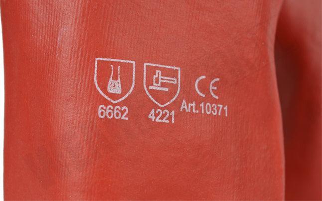 Werkhandschoenen PVC rood 27cm 10371