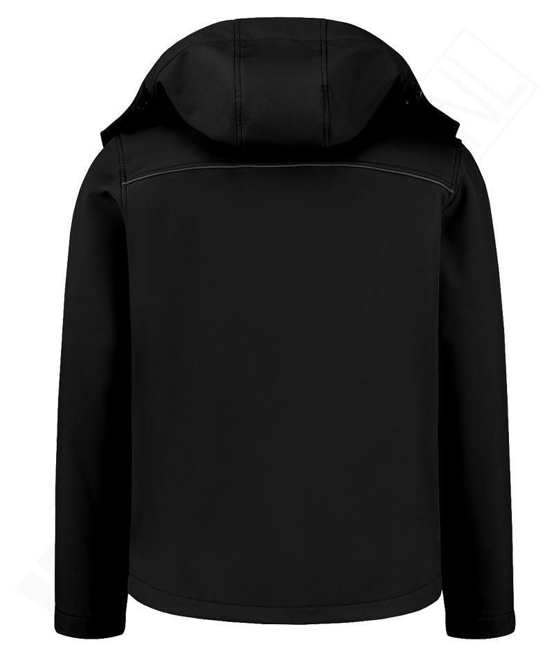 Softshell jas basic met capuchon zwart voorkant