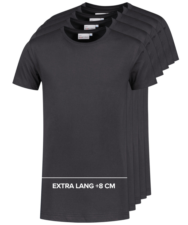 Santino T-shirt extra lang Jace plus antraciet 5-pack