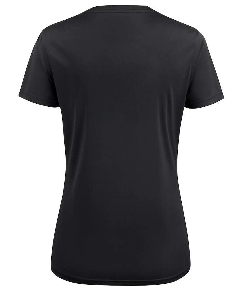Printer sportshirt dames zwart achterkant