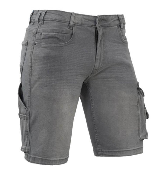 Korte werkbroek denim stretch grijs Ralph Brams Paris voorkant