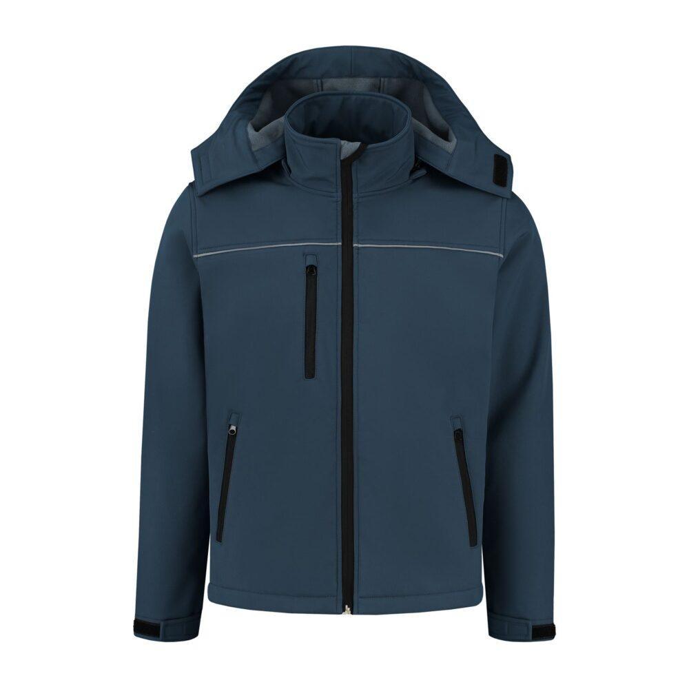 Softshell jas basic met capuchonnavy voorkant