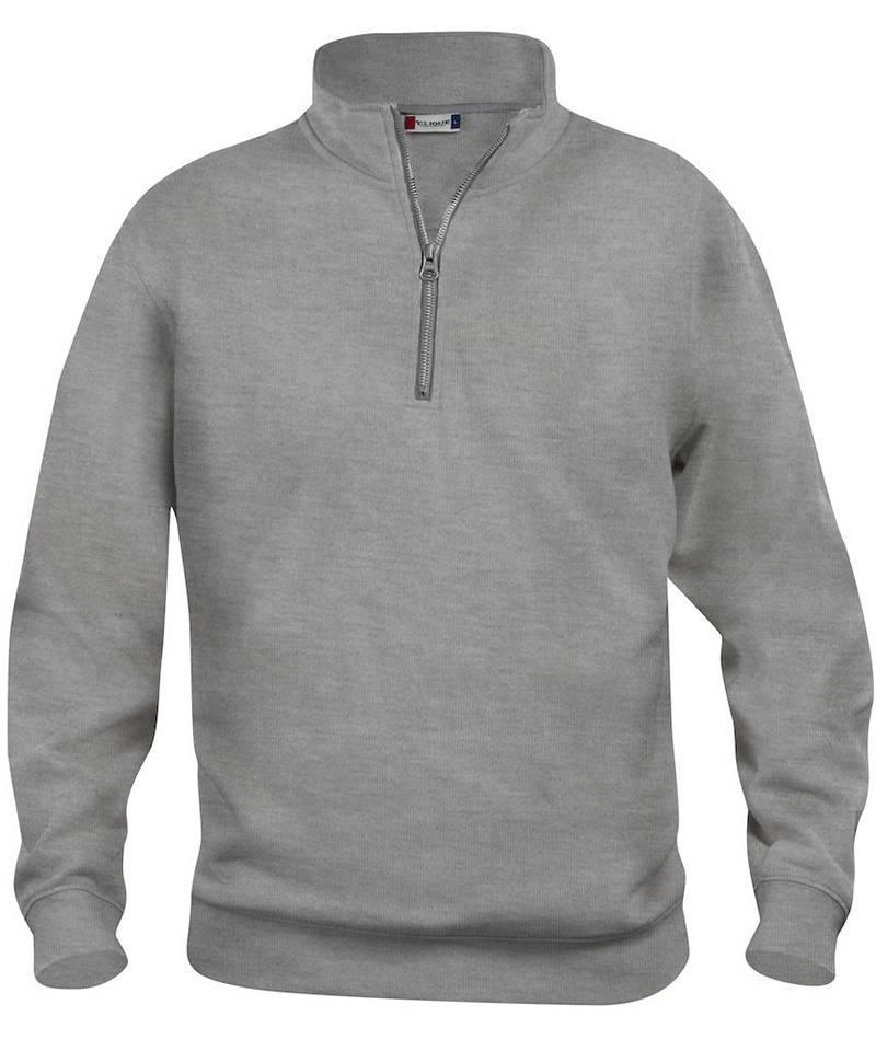 Clique Basic Zipneck sweater grijs voorkant