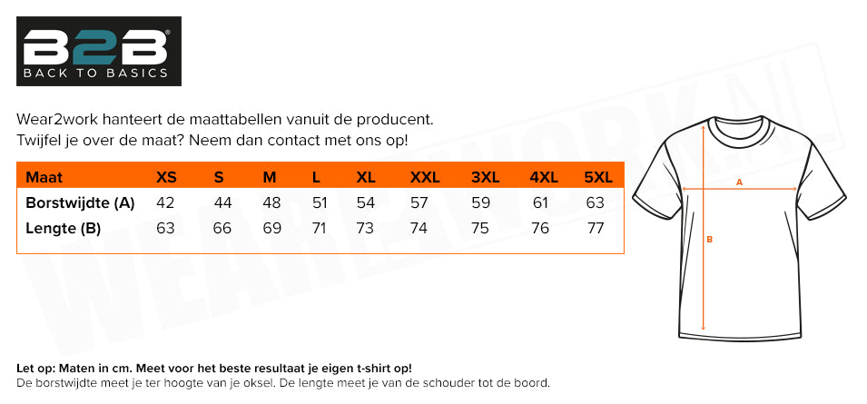 Dames poloshirt katoen/polyester Back to basics - Maattabel