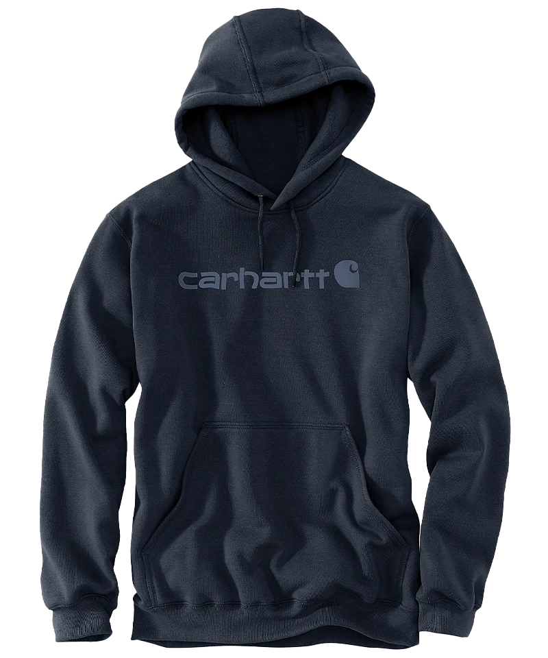 Carhartt Marquette Logo Sweater Navy voorkant liggend