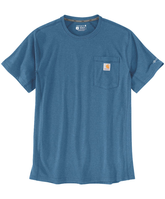 Carhartt force t-shirt met borstzak blauw relaxed fit
