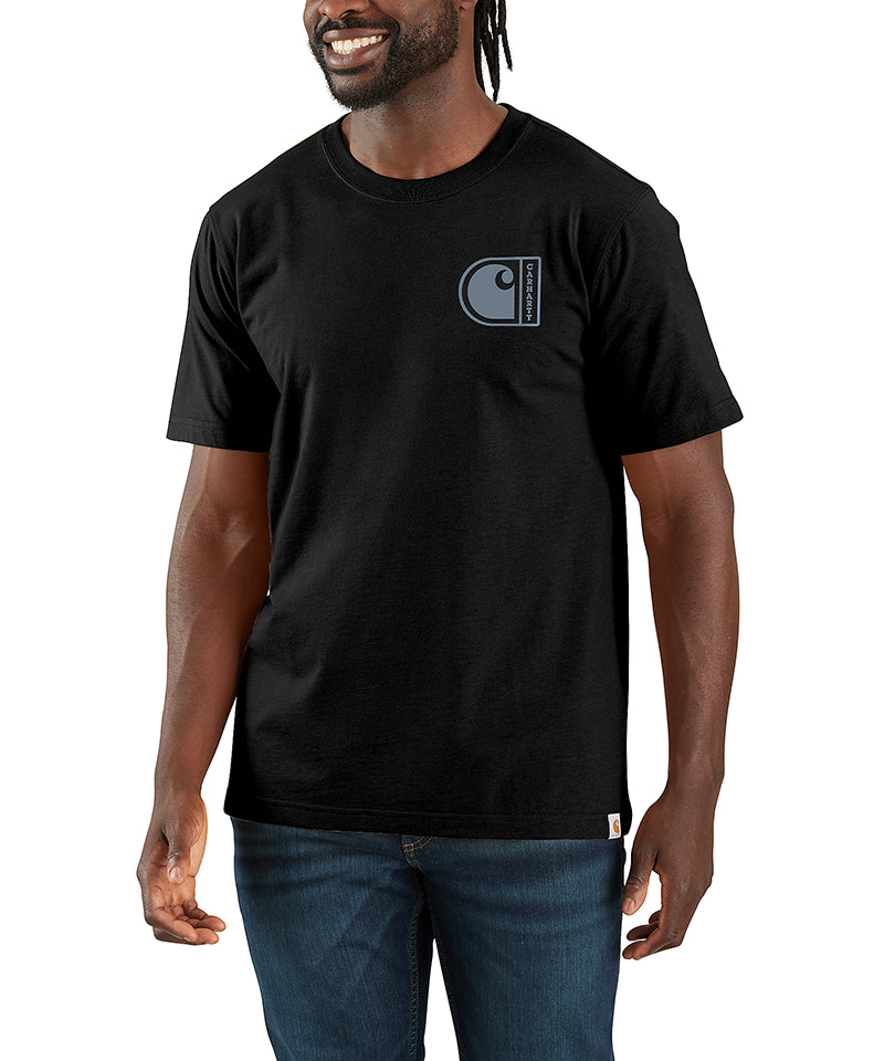 Carhartt t-shirt relaxed fit TK7048 zwart achterkant aan model
