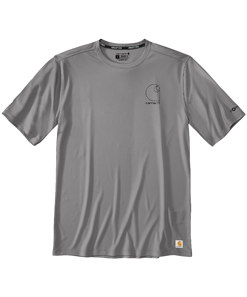 Carhartt Force Sun Defender™ Relaxed Logo T-Shirt grijs liggend