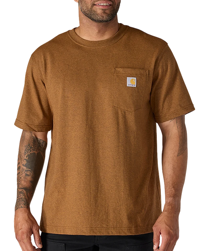 Carhartt t-shirt met borstzak K87 bruin voorkant aan