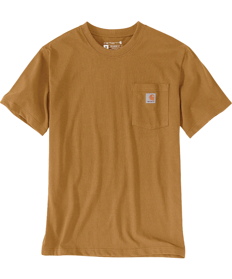 Carhartt t-shirt met borstzak K87 bruin voorkant liggend