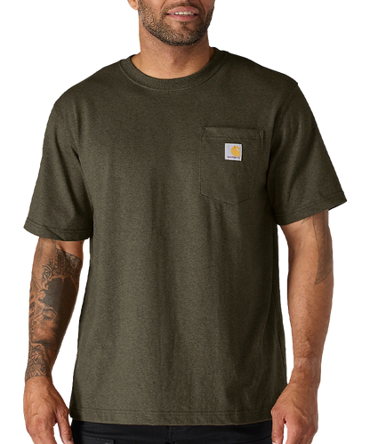 Carhartt t-shirt met borstzak K87 groen voorkant aan