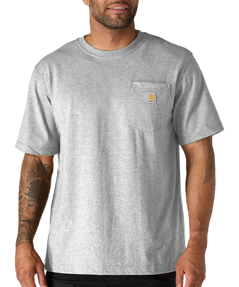 Carhartt t-shirt met borstzak K87 grijs voorkant aan