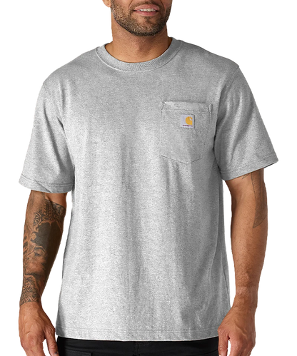 Carhartt t-shirt met borstzak K87 grijs voorkant aan