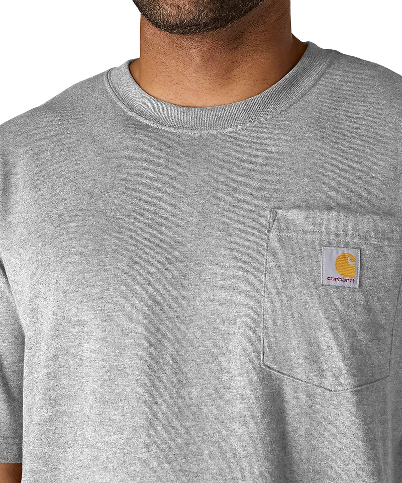 Carhartt t-shirt met borstzak K87 grijs voorkant details