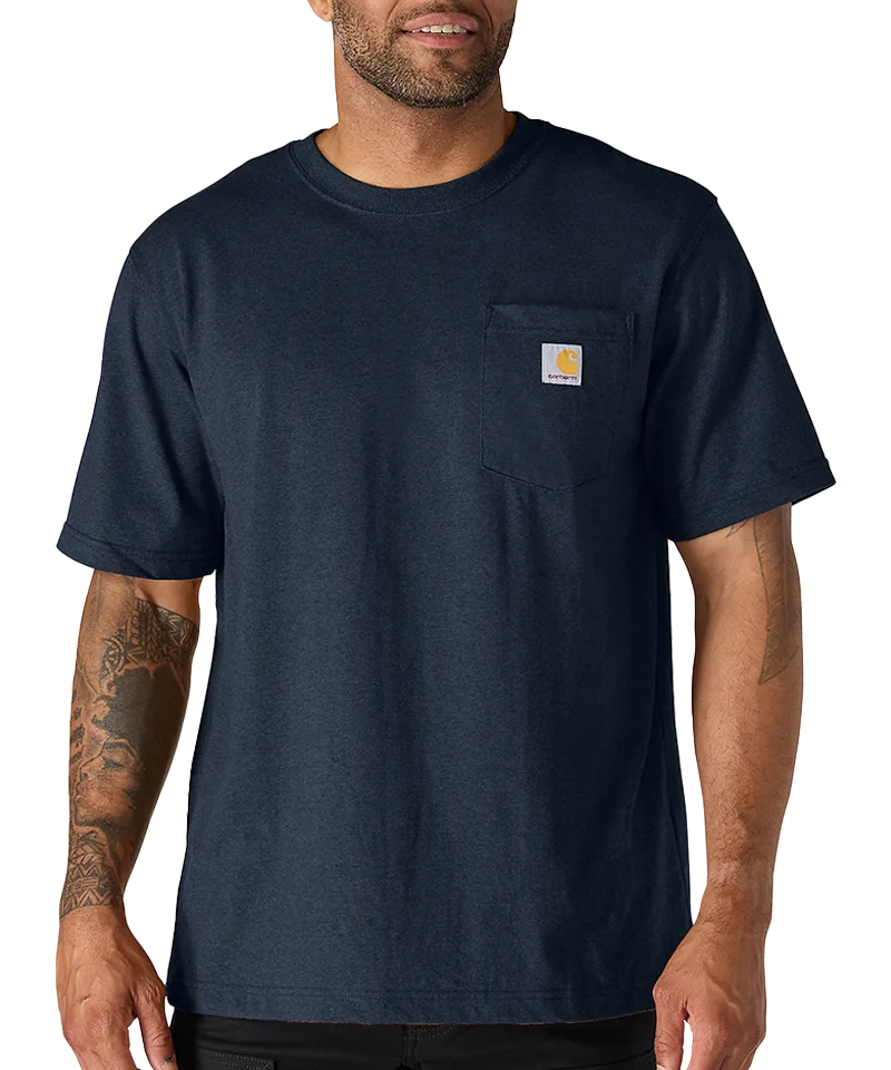 Carhartt t-shirt met borstzak K87 navy voorkant aan