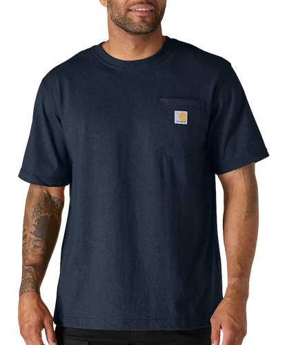Carhartt t-shirt met borstzak K87 navy voorkant aan